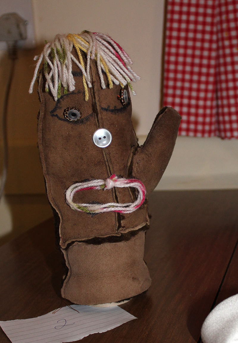 Christina's Glove Puppet made from a sueude mitten