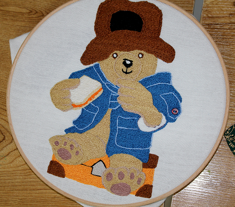 Embroidery of Paddington Bear by Susanna Braswell
