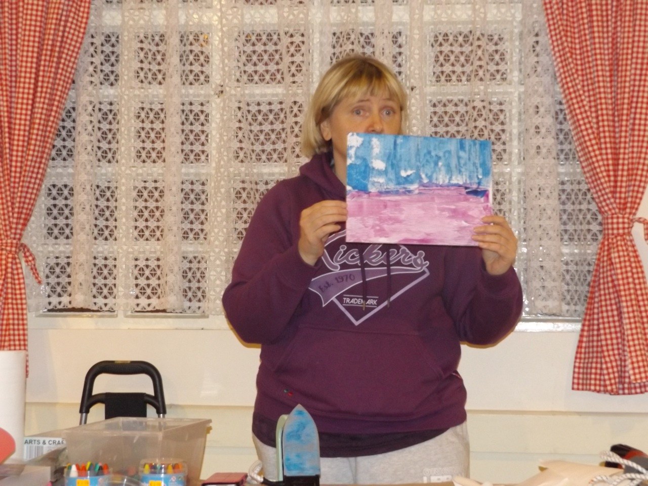 Hilary Fitzgerald demonstrating encaustic Art