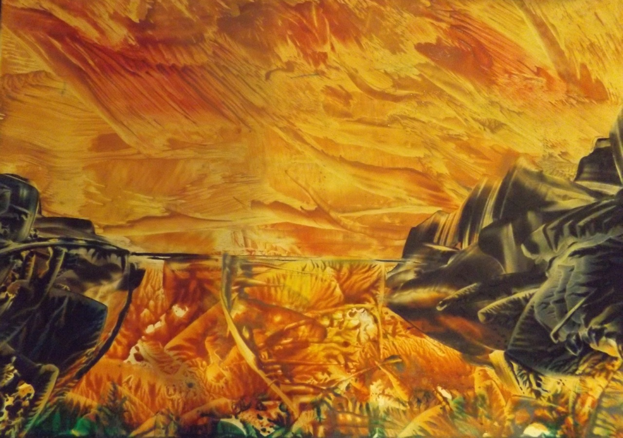 Hilary Fitzgerald encaustic art depicting fantasy rocky landscape