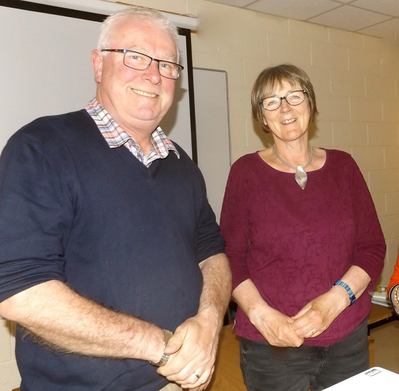 Oran O'Sullivan of Irish Garden Birds with Margaret Jones President of ICA Wicklow Town Guild